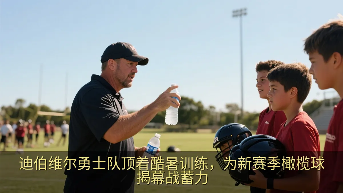 教练在夏季橄榄球训练场边指导队员